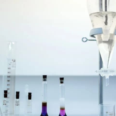 glass burettes on a laboratory rack