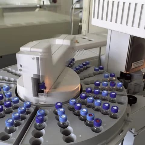 vials loaded onto an automated analyser