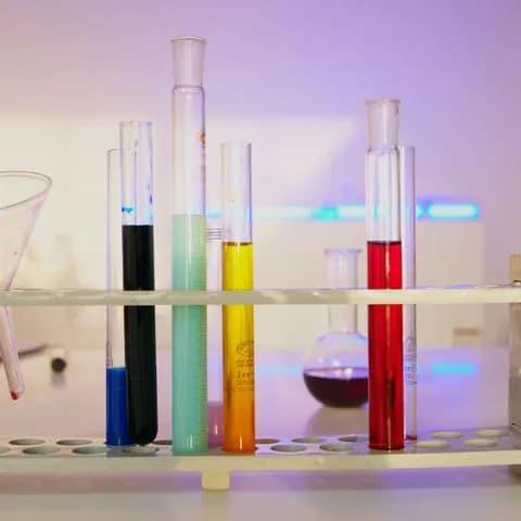coloured test tubes in a wooden rack